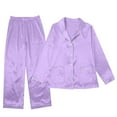 thumbnail image 3 of Matching Family Pajamas Christmas Satin Christmas Pjs Holiday Long Sleeve Button down Sleepwear Mom and Son Matching Outfits Christmas Pajamas for Kids, 3 of 3