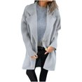 thumbnail image 2 of GaThRRgYP Plus Size Wool Trench Coat Women Autumn Winter,Women's Solid Color Woolen Coat Mid To Long Length Lapel Pocket Jacket Coat Long Sleeved Top Gray L, 2 of 6
