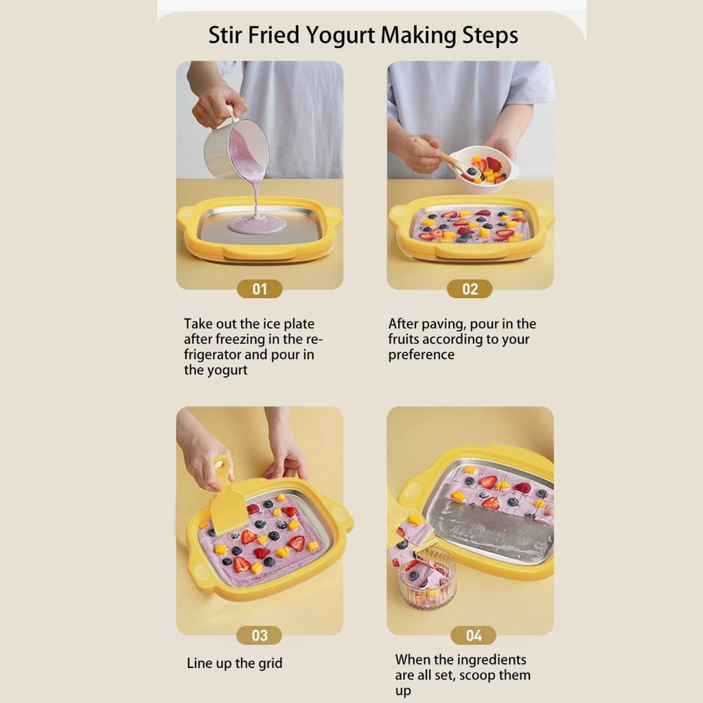 7829 Yogurt Machine Freezing Yogurt Maker Stainless Steel Ice Cream Roll Machine Rolled Ice Cream Maker Kit