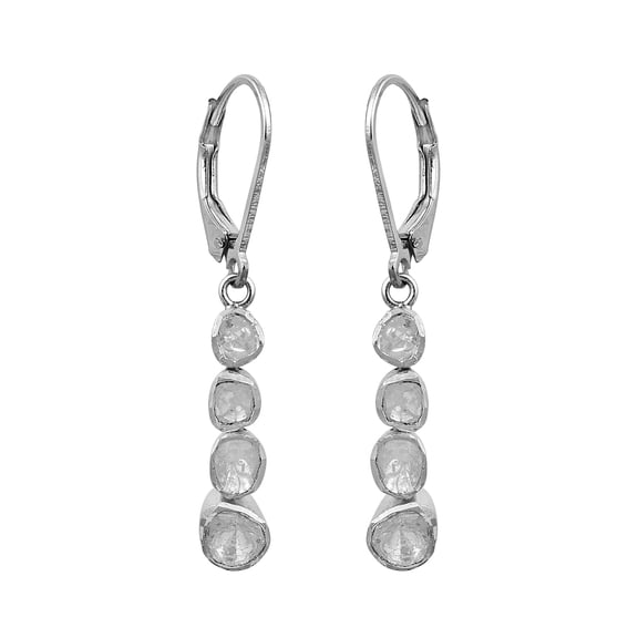 Mooneye 1.00 CTW Natural Diamond Polki Statement Dangles 925 Sterling Silver Women's Earrings
