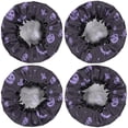thumbnail image 2 of Shower Caps,Purple Halloween Ghosts Skulls and Bats Waterproof Shower Cap for Women 4 Pieces,Double Reusable Hair Cover for Shower PEVA Elastic Stretch Hem, 2 of 7