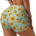 thumbnail image 1 of Balery White Polka Dot Sunflower A Pantalones cortos de entrenamiento estampados para mujer, sin costuras, ajustados, para gimnasio, yoga, correr, deportes, ejercicio activo, fitness.-Medium, 1 of 8