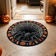 thumbnail image 2 of 3D Trap Halloween Circular Carpet – Skeleton Mummy Web Depth Illusion Rug, Soft Polyester Floor Mat for Bedroom Entrance, Non Shedding Holiday Decor Foot Pad, 2 of 6