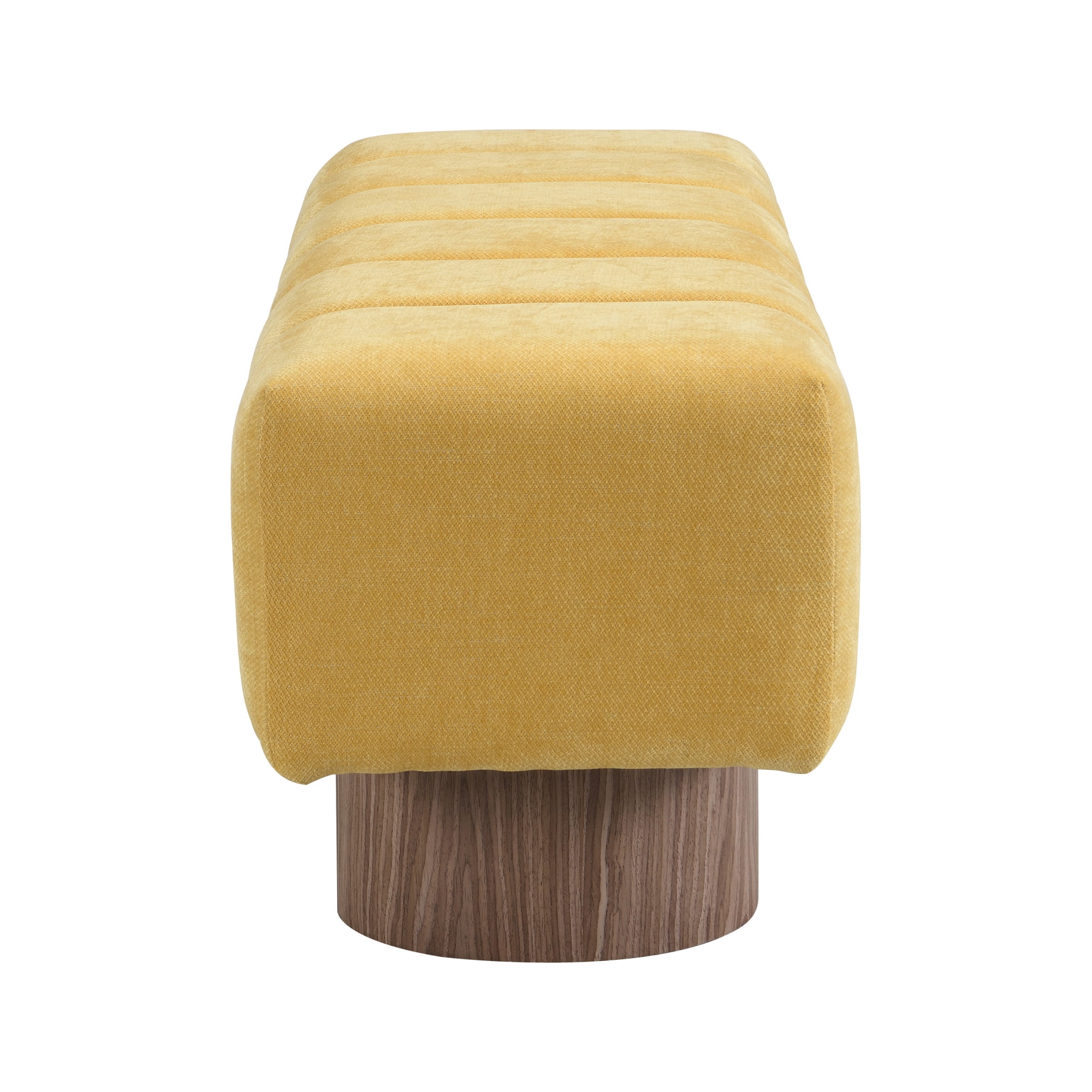 Christopher Knight Home Modern Mid-Century 50" Chenille Tufted Ottoman Bench, Faux Wood Legs, Yellow