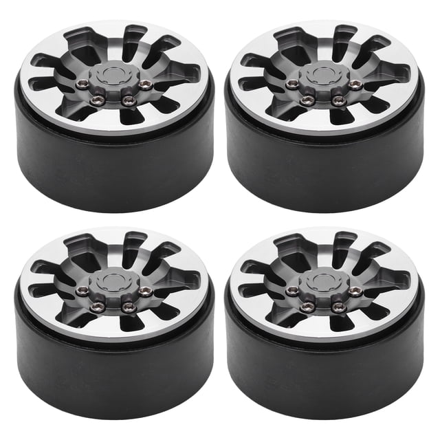 Buje de llantas de rueda Beadlock de aleación de aluminio, 57mm, 9 agujeros, con tuercas para coches trepadores de control remoto, titanio