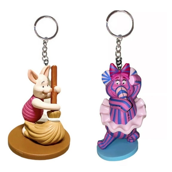 Heffalump Woozle Lumpy & Piglet Pig PVC Key Ring Keychain Figure Charm Pooh New