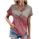 thumbnail image 2 of Fiudx Tops para Mujer Top Informal de Primavera y Verano de Manga Corta con Cuello En V para Mujer, 2 of 6