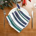 thumbnail image 6 of Iauyy Satin Napkins Set of 4- Teal Blue Stripe Pattern DIY Printing Decoration Cloth Napkin- Easy Care for Home/Party, 6 of 8