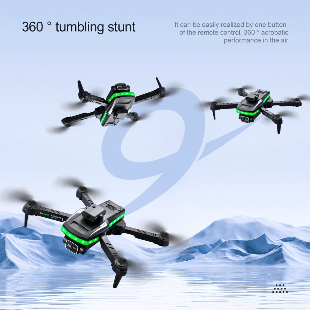 S162 RC Drones,HD Dual Camera , 2.4G WIFI ,FPV Colorful Lighting , 360 Obstacle Avoidance, Folding Quadcopter Remote Control Aircraft Toy, for Adults and Childers, 3 Battery, Black