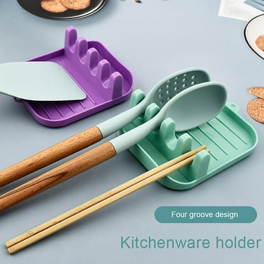 SUSUchens 2Pcs Pot Lid Rack Easy to Clean Spoon Chopsticks Rest Holder Space-Saving Countertop Kitchen Utensil Holder for Home Pink