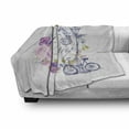 thumbnail image 3 of Shabby Flora Soft Flannel Fleece Throw Blanket, Life is a Trip Inspirational Words Romantic Floral Wreath and Retro Bicycle, Cozy Plush for Indoor and Outdoor Use, 50" x 70", Multicolor, by Ambesonne, 3 of 6