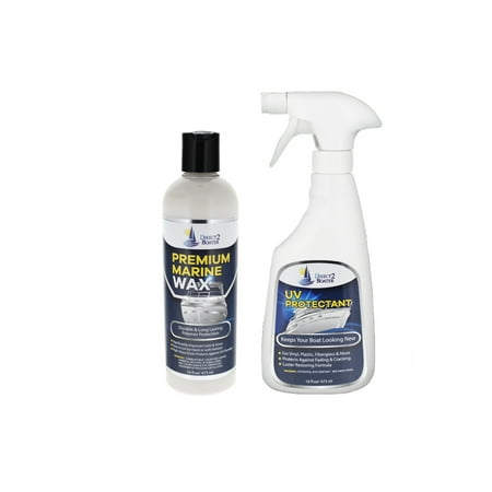 UV Protectant Spray for Vinyl, Plastic, Rubber, Fiberglass, etc 16 fl oz & High Gloss Premium Marine Wax 16 oz (2 (Best Spray Paint For Fiberglass)