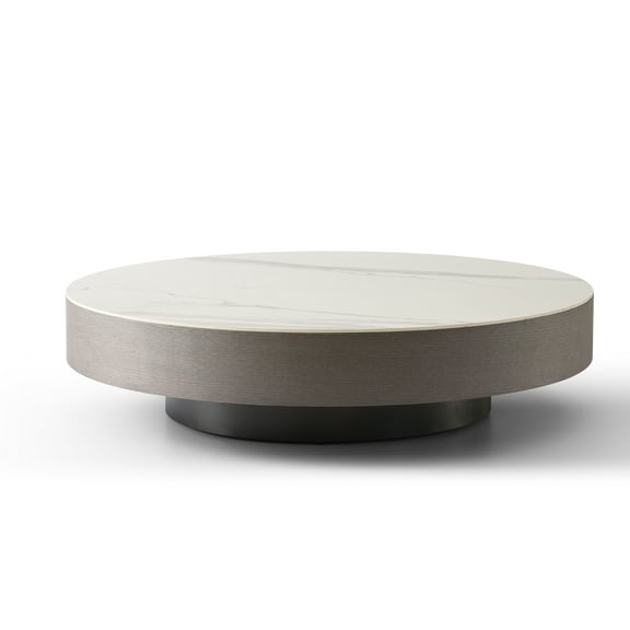 Cory Coffee Table, White Ceramic Top, Frame and Base in Grey Oak Veneer