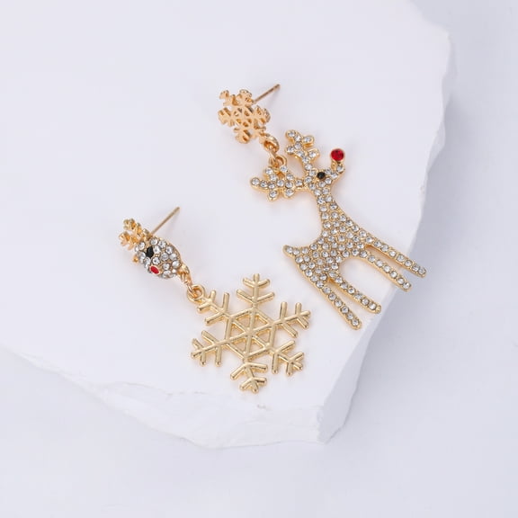 Christmas series earrings: Creative diamond-encrusted bell snowflake Christmas tree earrings