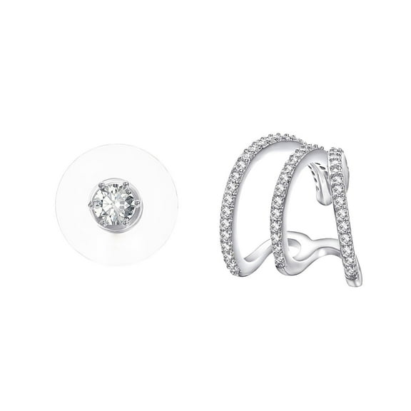 Yoursfs Ear Cuffs Crystal Zircon Stone Clip Earring For Women 18K White Gold Plated Asymmetry Hoop Stud Earrings Sets Luxury Jewelry Gifts