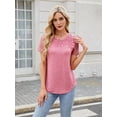 thumbnail image 3 of Womens Summer Tops Spring Shirts Trendy Vacation Outfits Short Sleeve Business Tshirts Fashion Casual Blouses Pink M, 3 of 8