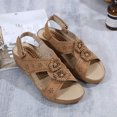 thumbnail image 4 of Arch Support Sandals Sandalias Cuña para Mujeres Cómodas El Exterior (marrón 37), 4 of 9
