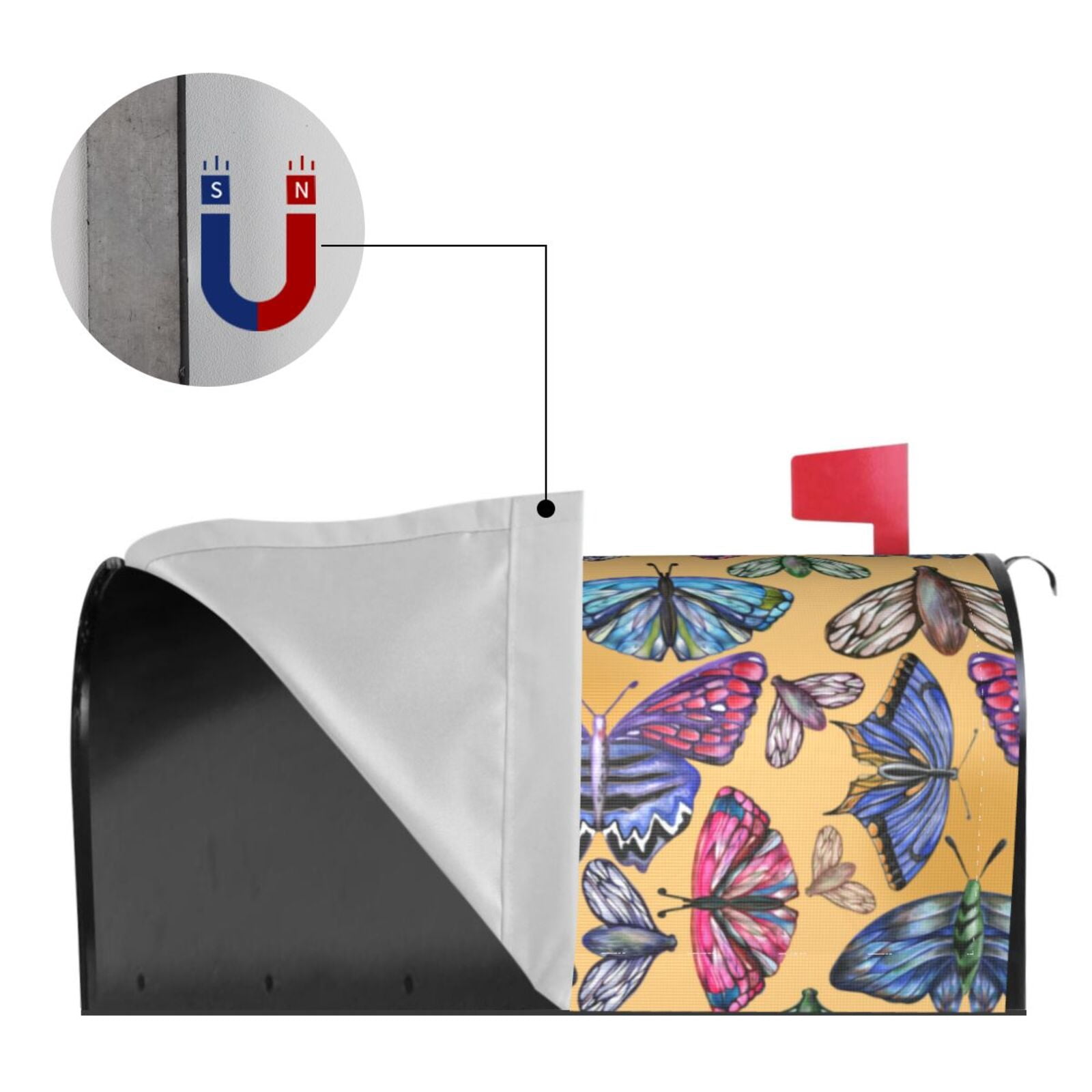 Logiee Butterfly 3 Print Post Letter Box Wrap Decor, Mailbox Cover Suitable for Standard Mailbox and Large Size Mailbox,Outdoor Yard Decoration-25.5x21 in