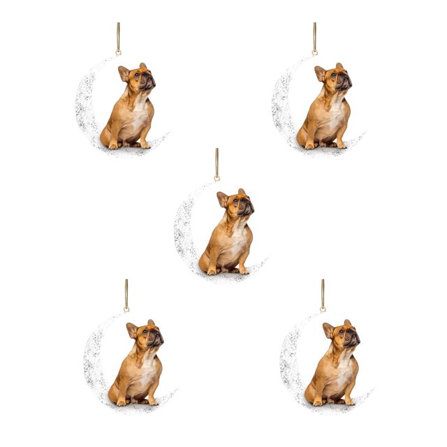 Iron Art Siéntese en la luna Lovely Dog Moon Ornament para los amantes de los perros Christmas Tree Pendent 5PC Wmkox8yii gf6373