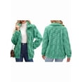 thumbnail image 3 of Women'S Long Sleeve Full Zip Soft Warm Fleece Jacket Green XXL, 3 of 7