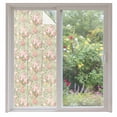 thumbnail image 2 of Pink Flowers Window Privacy Film, Green Country Botanical Floral Leaves Static Cling UV Sun Blocking Tint Film Heat Control Windows Films for Bedroom Bathroom, Window Stickers 35.4"x78.7", 2 of 8