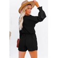 thumbnail image 3 of Women's Black Tie Knot Puff Long Sleeve Romper, 3 of 19