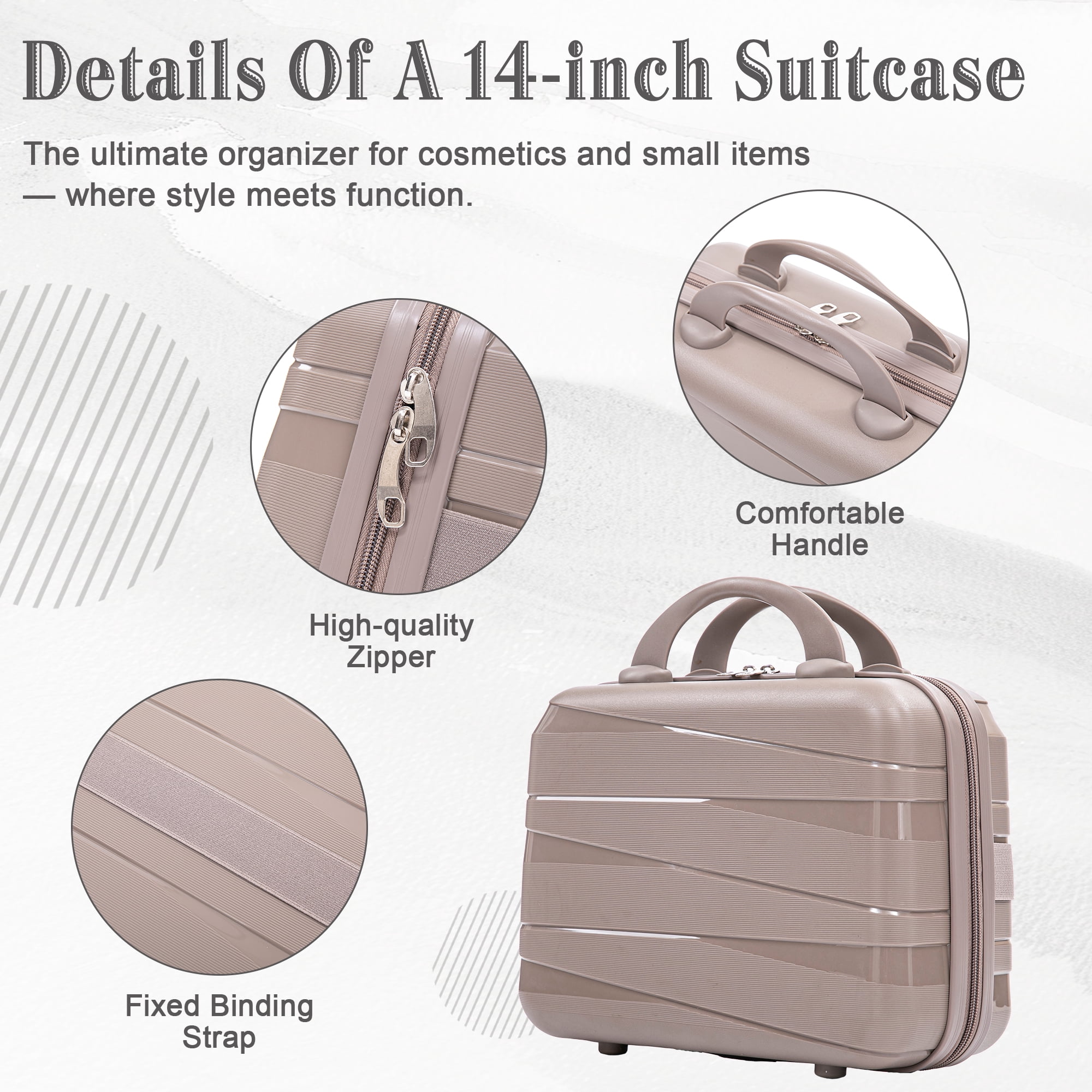 Alvantor 4 Pcs Hardside Luggage Set with Spinner Wheel, Lightweight Suitcase Set Champagne