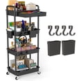 thumbnail image 1 of LLMRR 4 Tier Rolling Utility Cart with Drawer, Cart with Drawer & Handle, Bathroom Cart Organizer, Rolling Storage Cart with Drawer, Rolling Cart with Lockable Wheels for Kitchen, Office, Black, 1 of 9