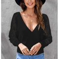 thumbnail image 2 of Cropped Patchwork Sweater, Lace Cutout Sweater, Lace Patchwork Long Knitted Pullover, Backless Long Sleeve Sweater, Ultimate Comfort, 2 of 7