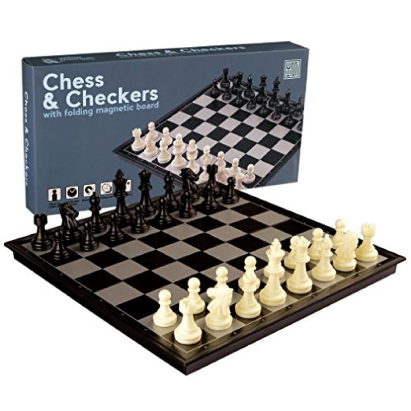 2 in 1 Travel Chess and Checkers Game Set 12.5 Inches