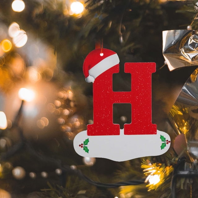 Adorno Colgante de Gorro Navideño con 26 Letras En Inglés | Decoración Personalizada de Pvc con Iniciales En Rojo y Blanco | Adorno para Árbol de Navidad | Decoración Festiva para El Hogar, La Oficin
