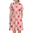 thumbnail image 1 of Bixox Robe d'Été à Manches Courtes pour Femmes Robe Ample Longueur Genou avec Poches-Fraises, 1 of 7