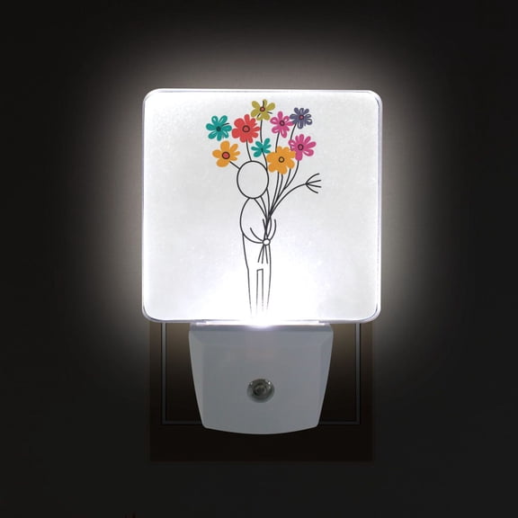 Yayeee LED Night Light for The Home Plug in With Light Sensors 2 Pack, Colorful Flower