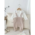 thumbnail image 6 of FEORJGP Little Boys Girls Knitted Overalls 3M 6M 9M 12M 2T 3T Toddler Baby Sleeveless Jumpsuits Front Pocket Solid Rompers Chunky Cable Knitwear Bodysozy Casual Daily Outfits for Spring Fall, 6 of 8