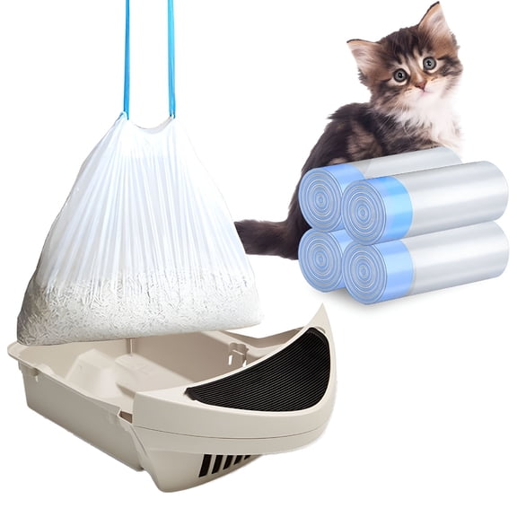 CCOCC 2026 New 80 Pack Cat Litter Bags with Drawstring,Heavy Duty Cat Litter Box Liners Waste Bags Replacement for Cat Litter Box,Home Use,Pet Cleaning,Odor Control,Pet Shop