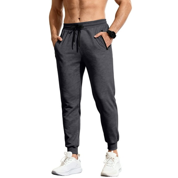 Dresfit Big and Tall Sweatpants Men Fleece Lined Cuffed Joggers Long Slim Fit Workout Breathable Sweat Pants Thermal Regular Fit Gym Track Pants with Pockets Dark Gray XL