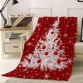 thumbnail image 2 of Christmas Red Throw Flannel Blanket 32x48In White Xmas Tree Winter Snowflakes Super Soft Cozy Bed Blanket, Lightweight Plush Fuzzy Bed Throw for Bedroom Sofa Couch Living Room, 2 of 4