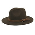thumbnail image 2 of Dyfzdhu Windfall Men & Women Vintage Wide Brim Fedora Hat With Belt Buckle Brown, 2 of 4