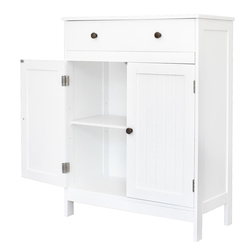 Zimtown White Wooden 2-Door Bathroom Cabinet Storage Organizer with 2 ...