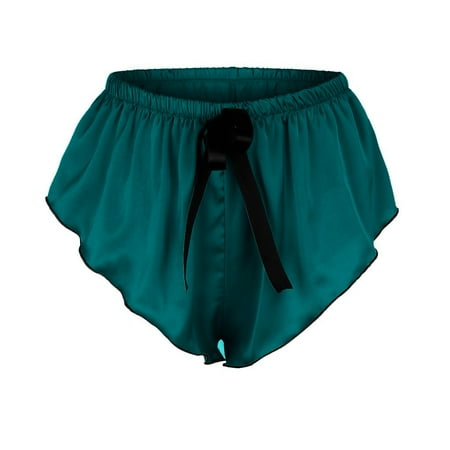 HYSYSB Womens Underwear panties for Women cotton Underwear for Women underwear Women silk S-xxxl Satin Pajamas Sexy Sleepwear Women s Bow Shorts Underwear ladies Underwear Panties Green S