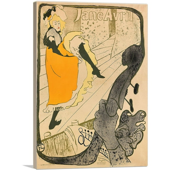 ARTCANVAS Jane Avril 1893 Canvas Art Print by Henri De Toulouse-Lautrec - Size: 40" x 26" (0.75" Deep)