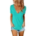 thumbnail image 2 of ONLYSHE Womens Summer V Neck T Shirts Short Sleeve Loose Fit Basic Tunic Tops Blouse, 2 of 5