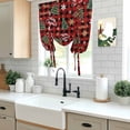 thumbnail image 5 of Christmas Tie Up Curtains for Windows, Balloon Window Shades, Pine Tree Gold White Snowflake Red Black Plaid Kitchen Window Treatments Roll Up Curtain for Basement/Nursery 52"x45", 5 of 8
