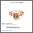 thumbnail image 6 of Gem Stone King 1.58 Ct Brown Tiger Eye White Created Sapphire 18K Rose Gold Plated Silver Ring, 6 of 6