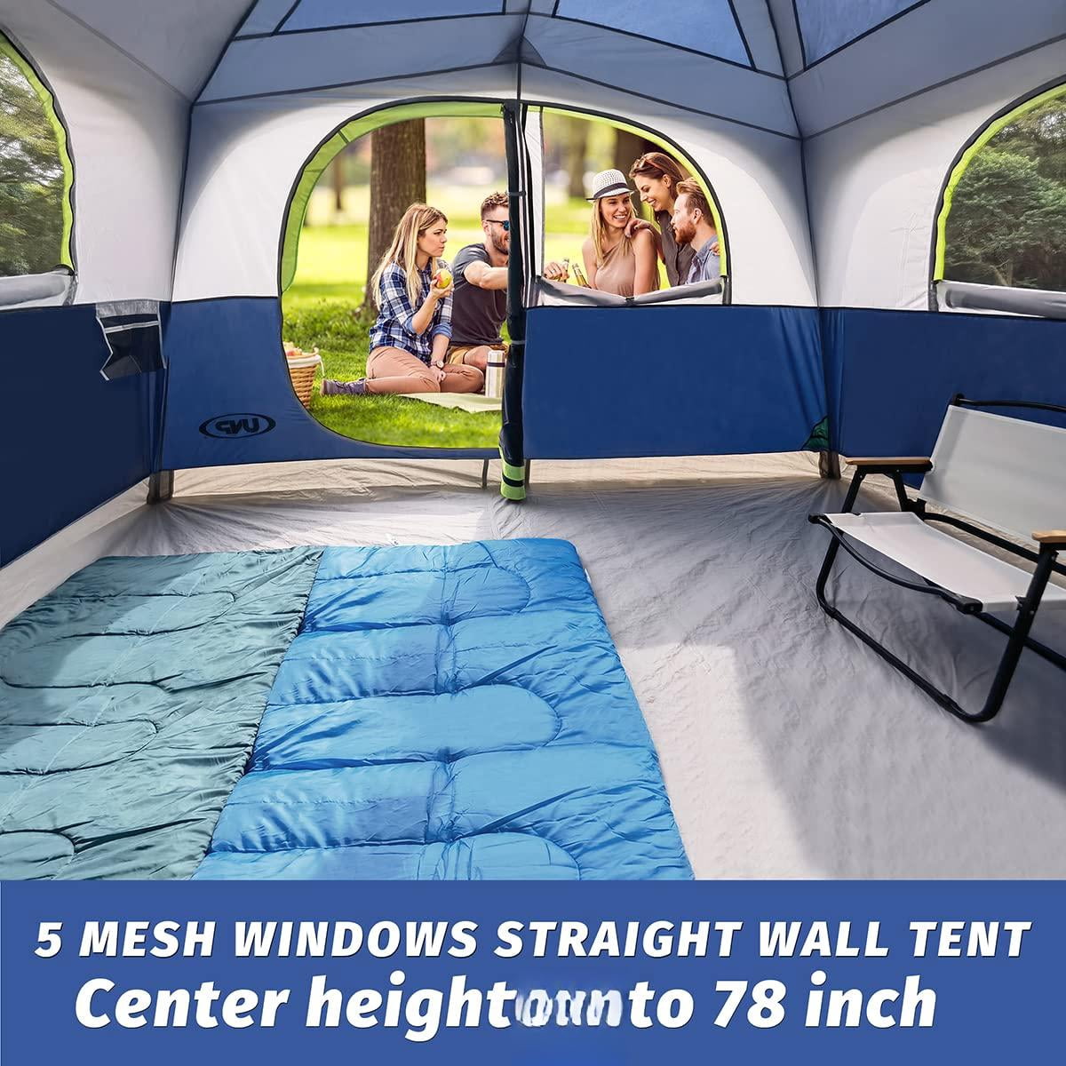 Tents 6 Person Waterproof Windproof Easy Setup Double Layer Family Camping Tent With 1 Mesh Door & 5 Large Windows -10'x9'x78in(h)