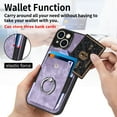 thumbnail image 3 of Compatible with iPhone 13, Classic Card Slots 360 Rotating Finger Ring Kickstand PU Leather + TPU Frame Magnetic Closure Back Case Cover for iPhone 13, Purple, 3 of 9