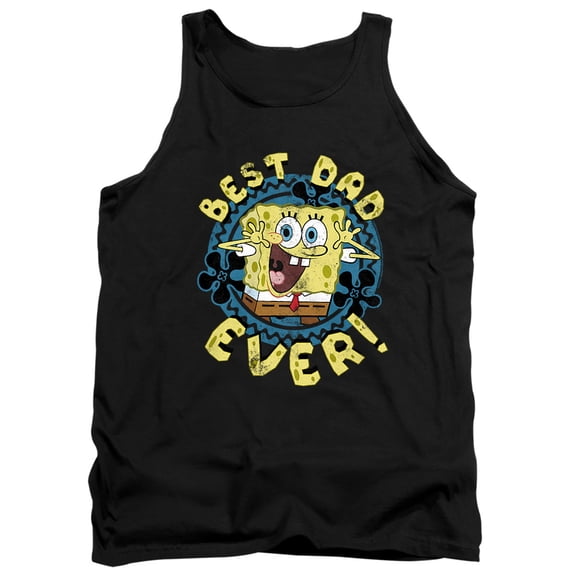 SpongeBob SquarePants Father's Day Best Dad Ever Unisex Adult Tank Top, Black, Medium