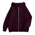 thumbnail image 5 of Womens Zip Up Hoodies Oversized Sweatshirts Fall School Fashion Outfits Casual Jackets 2025 Winter Clothes Wine 2XL, 5 of 5