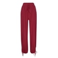 thumbnail image 4 of Women's Solid Color Casual Loose Elastic Waist Drawstring Harem Casual Pants Sweatpants plus Size Women Women's Pants Casual Elastic Waist Women Yoga Pants plus Size Casual Pants Rompers for Women, 4 of 9