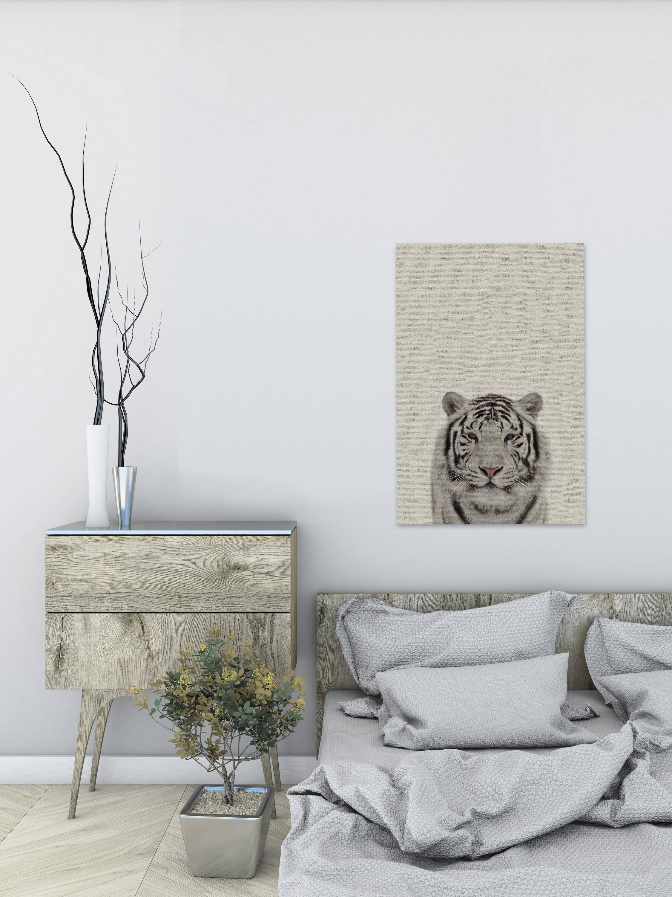 Great White Tiger Painting Print on Wrapped Canvas